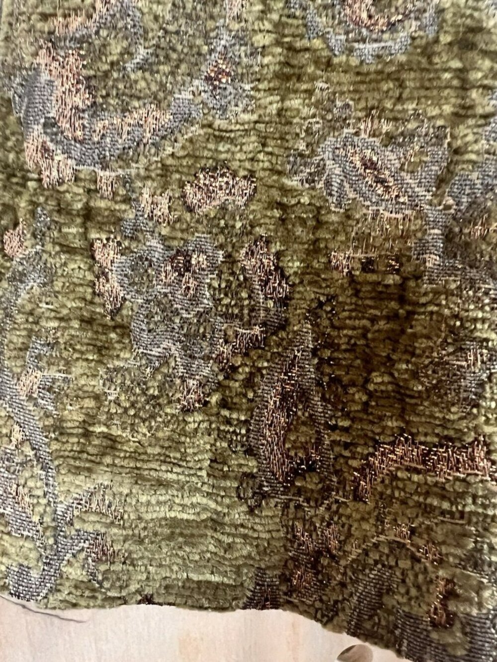 Vintage Charles Gray London Runway Skirt Size 4 Bronze Paisley Green Textured - Picture 9 of 15